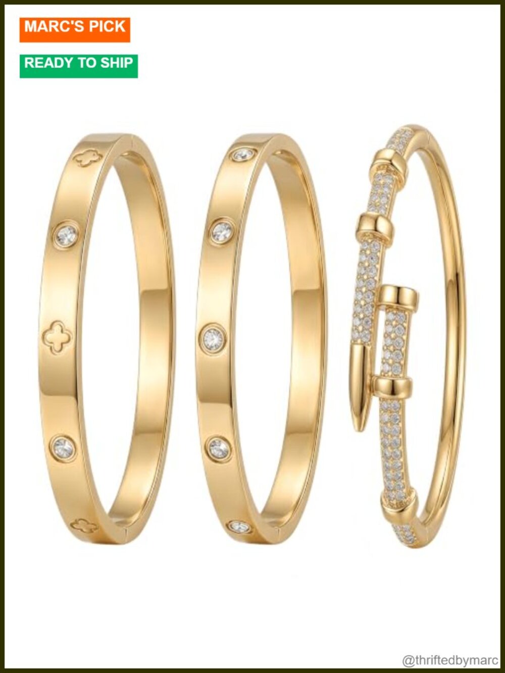 3 Pack 18K Gold Plated Bangle Bracelet Set for Women Fashion Jewelry